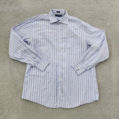 Camisa Tommy Hilfiger Para Hombre Grande Azul Rayas Manga Larga Con Botones Calce Regular Foto 1 de 4
