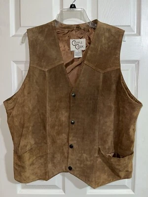 VTG Cripple Creek Leather Vest Men's XL suede Reddish Brown excellent condition - Image 1 of 4