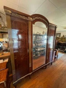 luxury antique french empire inlay magohany armoire with brass detailing - Picture 1 of 5
