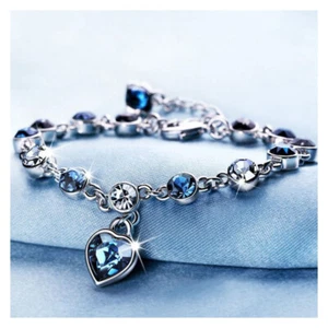 Armband Edelstein Saphir blau Herzen und Kreise - Bild 1 von 3