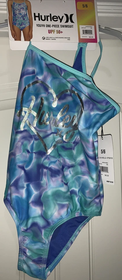 Hurley Youth 1 Piece Swimsuit Aurora Green Size 5/6 Retail
