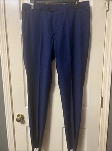 Emporio Armani Men's Blue Plaid Wool Flat Front Slim Fit Dress Trouser US54 - Picture 1 of 6