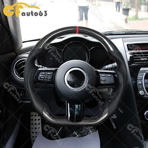 Real Carbon Fiber Sport Steering Wheel Fits 08-10 MAZDA RX-8 MX-5 Mk3 Rx3 Miata - Foto 1 di 11
