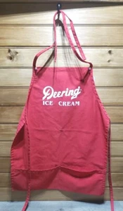 Vtg Deering Ice Cream Red Service Apron White Logo 2 Front Pockets Pre-owned - Picture 1 of 12