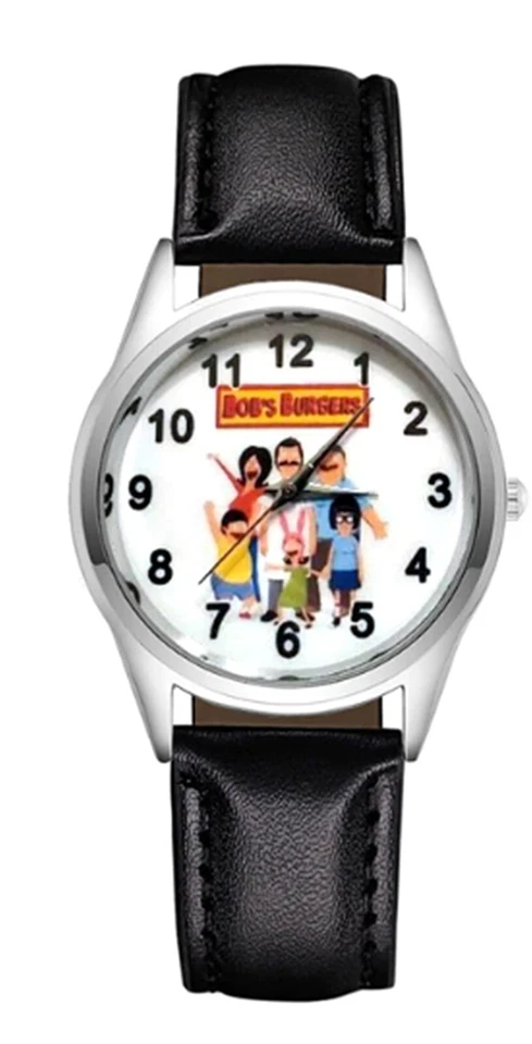 Bob's Burgers Characters Black Leather Band Wrist Watch - Image 1 of 1