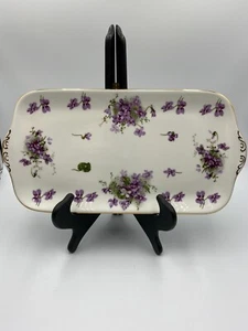Vintage Hammersley "Victorian Violets" Hand Painted 13" Sandwich Tray - Picture 1 of 3