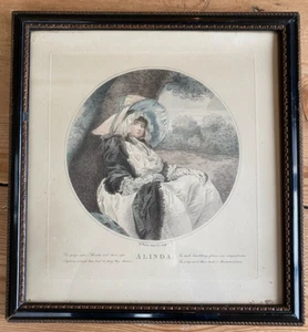 Antique 18th c Engraving By William Ward 'ALINDA' - Picture 1 of 9