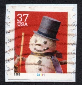 3683a 37c Snowman #G1111 PNC used on piece - Picture 1 of 1