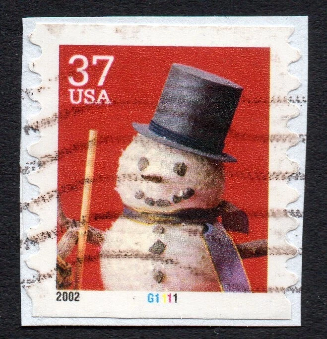 3683a 37c Snowman #G1111 PNC used on piece - Image 1 of 1