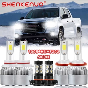 For GMC Canyon 2015 2016 2017 2018 2019 -6X 6000K LED Headlights Fog Light Bulbs - Picture 1 of 12