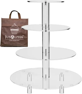 Large 4 Tier Acrylic round Cake Stand Cupcake Stand Dessert Tower Tea Party Serv - Picture 1 of 12