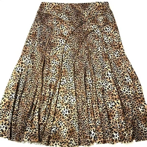 Requirements Women's Brown Animal Print Pull On Long Skirt Lined Size Large NWT - Picture 1 of 9