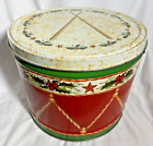 Christmas Candy Drum Tin Bertels Can Co. Wilkes-Barr Pa Vintage 10" X 8"