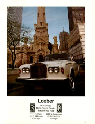 1975 Rolls-Royce Silver Shadow  Downtown Chicago Playboy Hotel VINTAGE PRINT AD - Image 1 of 2