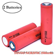 2x Sanyo NCR2070C 30A 3500mAh Rechargeable Flat Top High Drain 20700 Battery