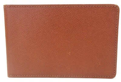Auténtico tarjetero de cuero Taiga marrón Louis Vuitton #51234C - Imagen 1 de 4