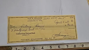 99p LOW START JOE FRAZIER SIGNED 1980 5189 CENTRAL PENN BANK CHEQUE & EXTRAS COA - Picture 1 of 3
