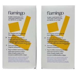 Flamingo Schamhaarwachs Set 2 Boxen (48 Wachsstreifen & 16 Post Wachstücher insgesamt) - Bild 1 von 4