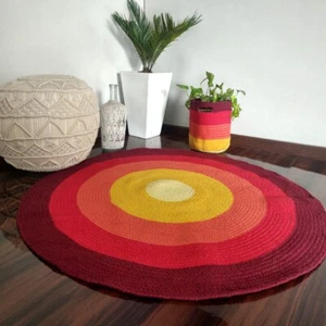 Rug Round 100% Natural Jute Hand Braided Style Reversible Modern Rustic Look Rug - Picture 1 of 6