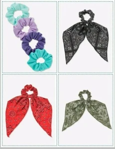 👩*NEW* Justice Girls Scrunchies-4pack / Bandana Scrunchies-Assorted Colors👩 - Picture 1 of 17