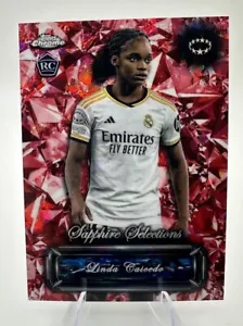 Linda Caicedo 2023-24 Topps Chrome UWCL Sapphire Selections Red /5 Rookie RC - Picture 1 of 2