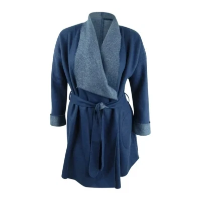 Bata envolvente Alfani Intimates azul suave manga larga talla XS para mujer Foto 1 de 2