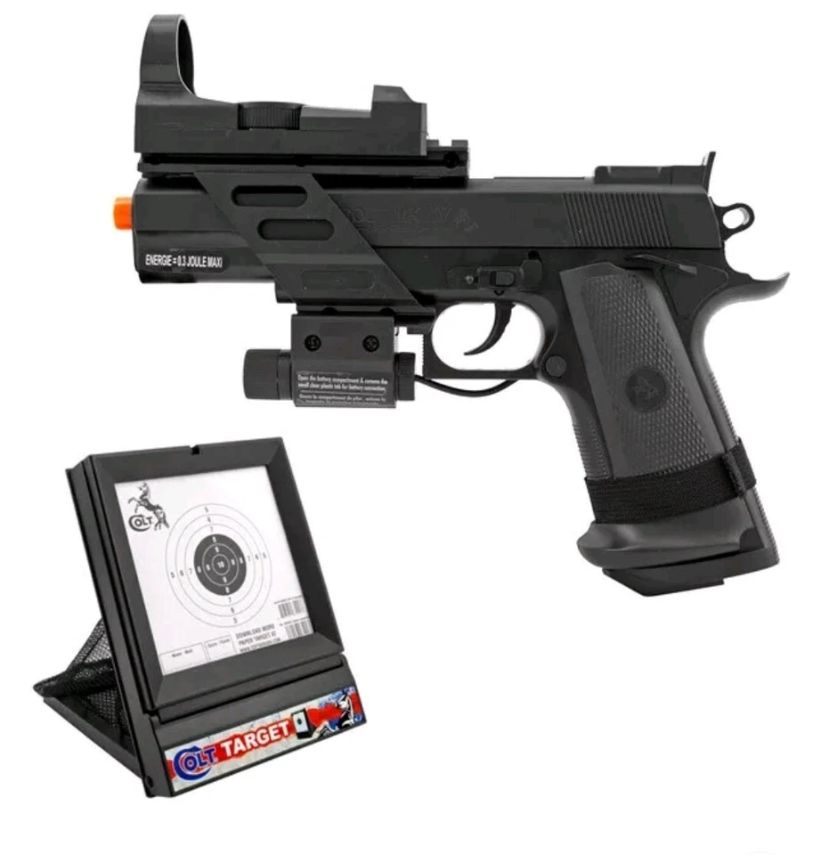 Colt MKIV Licensed Spring Airsoft Pistol Hand Gun Laser Scope & Target 6mm BB