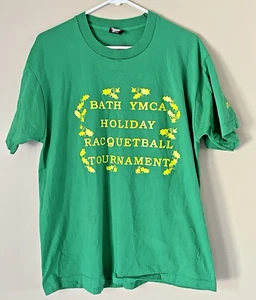 Camiseta verde Navidad vintage años 90 Bath, Maine YMCA torneo raquetball - Imagen 1 de 3