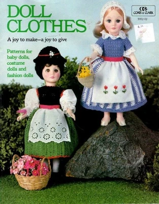 VINTAGE 1983 COATS & CLARKS CROCHET DOLL CLOTHES FOR BABY DOLLS & COSTUM - Image 1 of 4