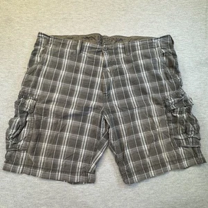 Arizona Mens Plaid Cargo Shorts Gray Cotton Casual Hiking Button Pockets Size 48 - Picture 1 of 12