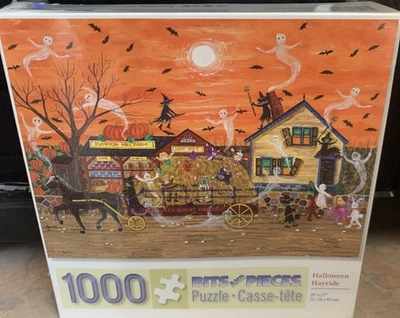 Rare Bits and Pieces Kemon Sermos 1000 Pc Puzzle~Halloween Hayride~New - Image 1 of 3