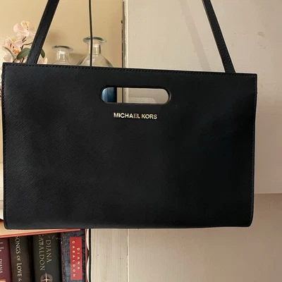 Michael Kors Navy Blue Saffiano Leather Clutch with Detachable Shoulder Strap - Image 1 of 4