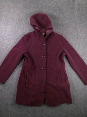 LL Bean Pea Coat Women Large Petite Purple Hoodie Classic Outdoor Winter - Image 1 of 4