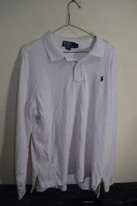 Ralph Lauren Long Sleeve Polo Shirt MENS L White Heavier Weight Material - Picture 1 of 16