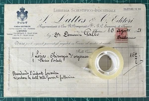 Rara Fattura Libreria S.LATTES & C. Editori-Via Garibaldi-Torino 1921 - Picture 1 of 1