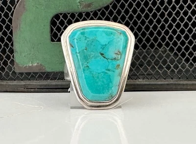 Anillo Vintage Estilo Suroeste Plata Esterlina 925 Diseñador Turquesa Firmado Foto 1 de 4