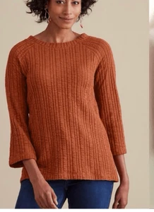 Weiche Umrandung Goldie Rücken Knopf rostorange Tunika Top Gr. 3X EUC - Bild 1 von 9