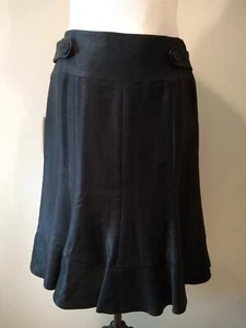 NWT $165 size 4 VINTAGE ETCETERA BLACK CANVAS WEAVE LINEN FLARED SKIRT - Picture 1 of 4