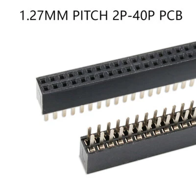 Pitch 2P-40P PCB Male / Female Pin Header Single / Double Row Connector 1.27mm - Image 1 of 4