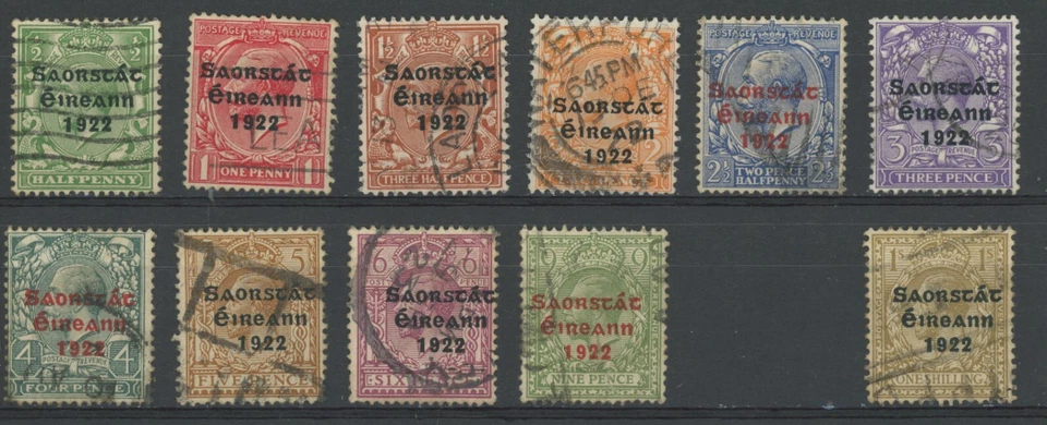 Ireland ☘ 1922 Overprints in Red & Black Ink  by Thom, T47~T58 VFU, [no T57] - Image 1 of 1