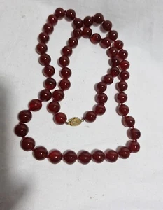 Vintage Carnelian 12mm Bead Long Necklace Double Knotted L80cm - Picture 1 of 5