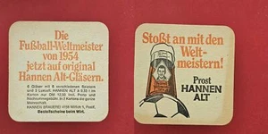 Hannen cervecería campeón mundial de fútbol 1954 cervecería tapa de cerveza montaña rusa beermat - Imagen 1 de 1