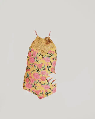 Maiô Billabong infantil menina amarelo sol sonho floral peça única tamanho 10 $65 - Imagem 1 de 2