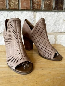 Lucky Brand Leather Upper Open Toe High Heel Ankle Booties Size 10W - Picture 1 of 12