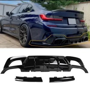 For 2019-2022 BMW 3 Series G20 M Sport Rear Diffuser Bumper Splitter Gloss Black - Picture 1 of 11