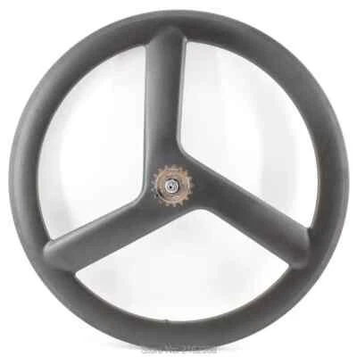 700C 3 Spokes Fixed Gear/Track/Road Bike Full Carbon Tubular Clincher Wheel  - Image 1 of 4