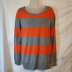 Aeropostale Brand Women's Long Sleeve Shirt Orange & Gray Stripe Size XL - NWT