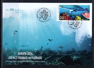 Turkey 2024 europa cept - fishes - shark - underwater fauna & Flora FDC - Image 1 of 2