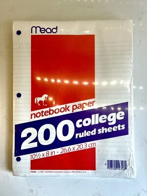 Papel cuaderno vintage Mead 200 hojas con reglas universitarias, logotipo de unicornio años 80 Foto 1 de 4