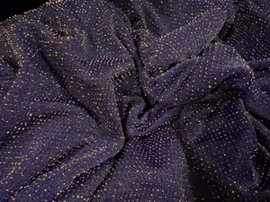 Metallic Slinky Spandex Stretch Jersey Fabric, Per Metre - Navy blue & rose gold - Picture 1 of 3